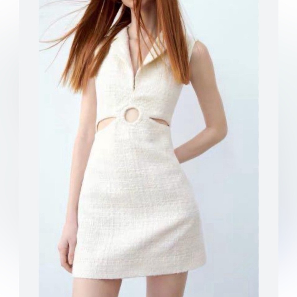 Zara Cream Cut-Out Mini Dress